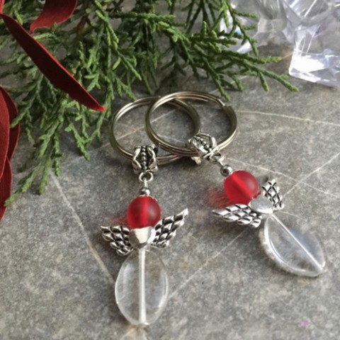 Ledový andílek 2 přívěsek anděl křídla ledový na kabelku na klíče na batoh 