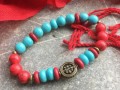 Náramek červeno-tyrkysový