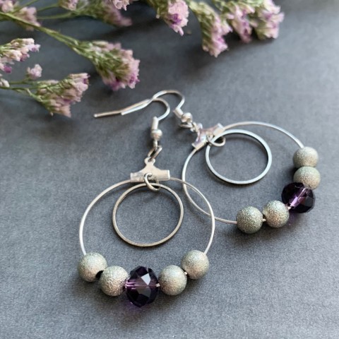 Kroužky v kruhu - náušnice kroužky kruhy fialky 