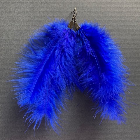 Modrá pírka letní extravagantní výrazné pírka karneval peří peříčka boho 