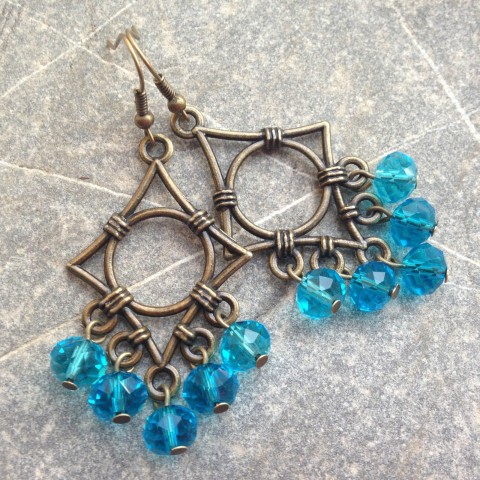 Blankytné skleněnky - náušnice tyrkysová mosaz 