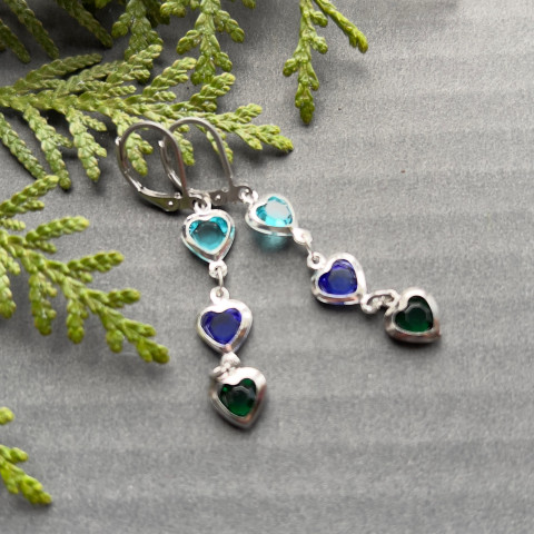 Srdíčkové náušnice  modro-zelené srdce zelená modrá srdíčko tyrkysová nerez ocel zirkon steel 