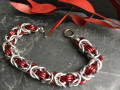 Byzantine red & silver - náramek