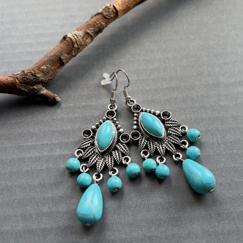 Filigránové náušnice s tyrkysem slza howlit tyrkenit 