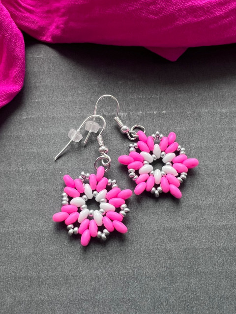 Náušnice růžovo-stříbrné hvězdy náušnice hvězdy stříbrná preciosa pink magenta twin 