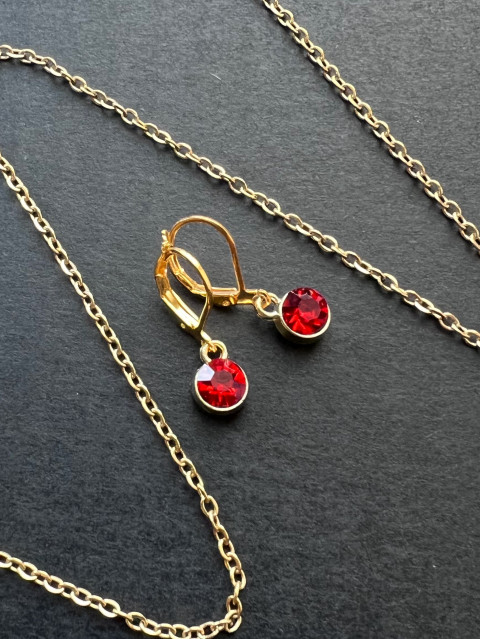 Červené náušnice - S.Steel nerez ocel swarovski zirkon steel 