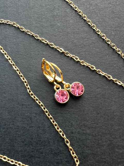 Růžové náušnice - S.Steel nerez ocel swarovski zirkon steel 