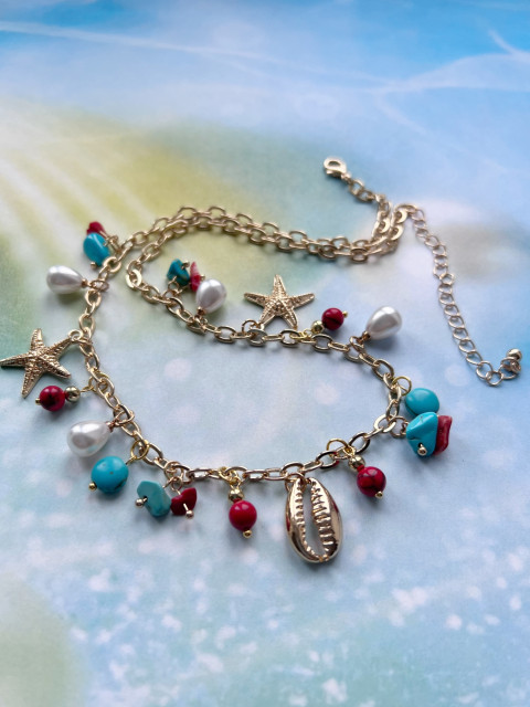 Poklady moře - náhrdelník moře zlatá mušle poklady howlit hvězdice tyrkenit 