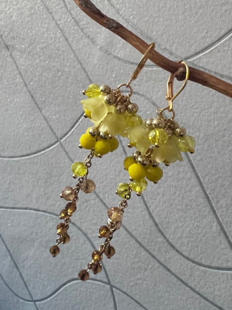 Citronové zvonečkové náušnice korálky elegantní žlutá léto řetízek nerez luxusní ocel citron steel 