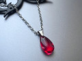 Řetízek s červenou slzičkou - Steel