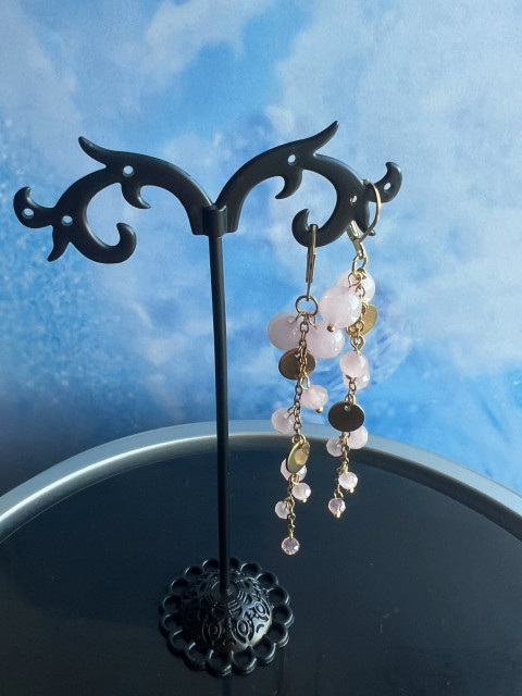 Růženínové náušnice korálky řetízek nerez ocel růženín steel 