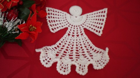 Háčkovaný anděl 23 cm dekorace vánoce háčkovaný vánoční ozdoba anděl andílek andělíček bílý bavlněný advent závěsný adventní 