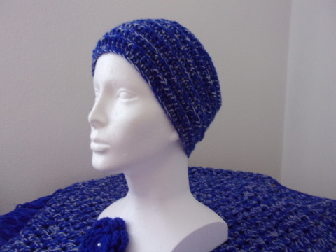 Háčkovaná čelenka k morému ponču háčkovaná čelenka modrošedá 