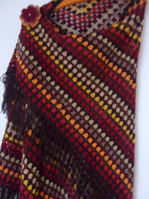 Barevný - háčkovaný šátek dárek přehoz háčkovaný barevný šátek pončo nákrčník pléd celoroční 