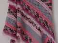 Růžová a šedá - háčkovaný šátek