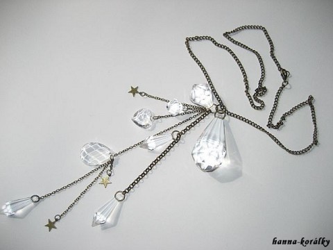 Náhrdelník - řetízek s krystaly korálky řetízek kapka krystal kapky řetěz plastové mosaz bronz bronzový mosazný hvězdička akrylové hvězdičky krastyly 