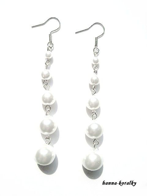 Dlouhé bílé náušnice korálky náušnice bílé dlouhé 