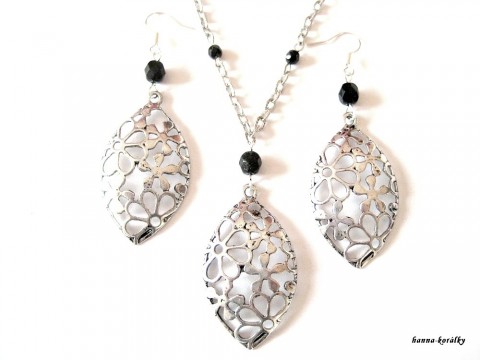 Souprava - platinové lístky náhrdelník náušnice sada souprava řetízek platina starostříbro stříbrné filigrán set filigránové 