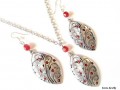 Souprava - lístky s červ. kamínky