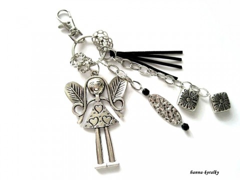 Přívěsek na kabelku - klíče 7. přívěsek srdce stříbrný doplněk velký klíče klíčenka anděl řezané platina starostříbro filigrán 3d andělský andělka modní na kabelku platinový 