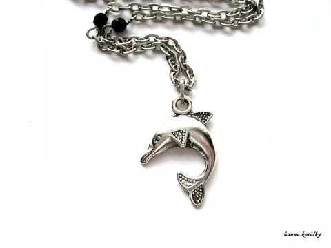 Náhrdelník řetízek s delfínem srdce stříbrný kamínky velký srdíčko třpytky řetízek valentýn řezané platina starostříbro dlouhý filigrán šatony platinový 