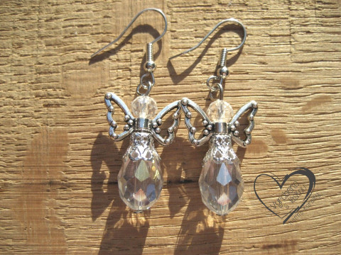 NÁUŠNICE - ČIRÝ BÍLÝ ANDĚL  ANDÍLEK náušnice vánoční anděl andílek křídla andělíček andělé andílci andělíčci sváteční andělské 