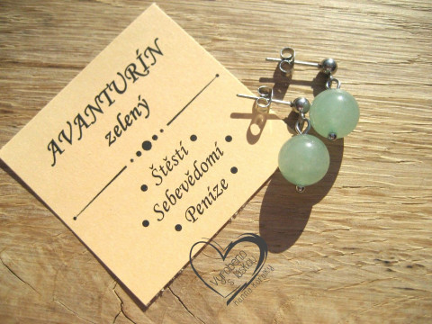 NÁUŠNICE PUZETY - AVANTURÍN ZELENÝ náušnice minerál minerální pro alergiky puzetkové 