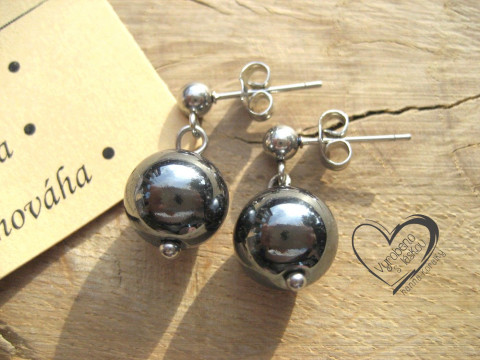NÁUŠNICE PUZETY NEREZ OCEL HEMATIT náušnice minerál minerální pro alergiky puzetkové 