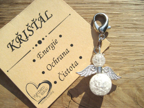 PŘÍVĚSEK - ANDĚL - MINERÁL KŘIŠŤÁL přívěsek polodrahokam minerál anděl andílek křídla andělíček minerální andělé andílci andělíčci pro radost andělské na kabelku na klíče na peněženku 