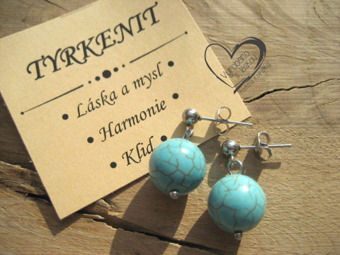 NÁUŠNICE - NEREZ OCEL TYRKENIT II. náušnice minerál minerální pro alergiky puzetkové 