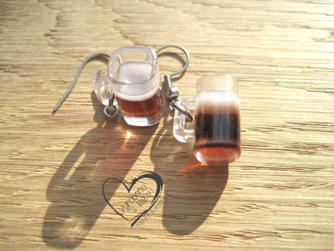 NÁUŠNICE - ČERNÉ PIVO veselé hravé sranda náušnice pas 