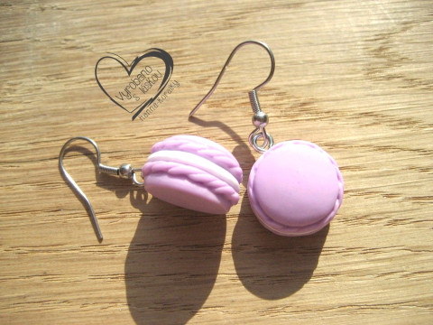 Náušnice - fialové makronky veselé hravé sranda náušnice 