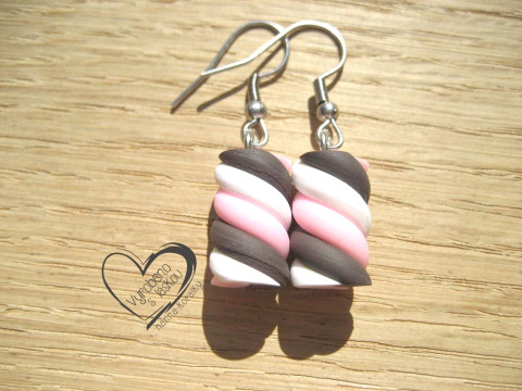 NÁUŠNICE - MARSHMALLOW - hnědé veselé hravé sranda náušnice 