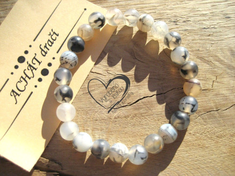 Náramek Achát dračí matný 8mm náramek minerál minerální pro alergiky 