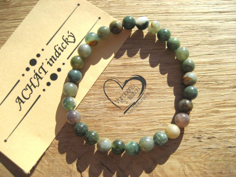 Náramek Achát indický 6mm náramek minerál minerální pro alergiky 