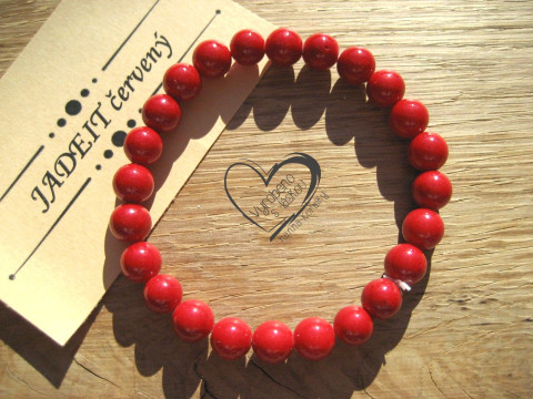 Náramek Jadeit červený 8mm náramek minerál minerální pro alergiky 