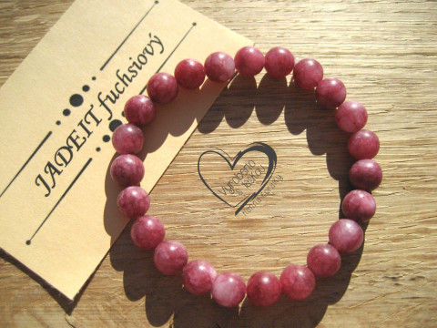 Náramek Jadeit fuchsiový matný 8mm náramek minerál minerální pro alergiky 