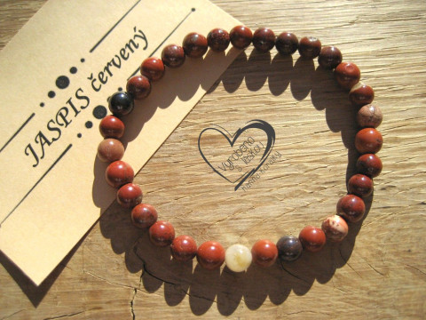 Náramek Jaspis červený 6mm náramek minerál minerální pro alergiky 