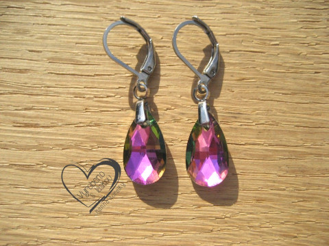 Náušnice - fialové kapky náušnice elegantní ocel kapky slzy 