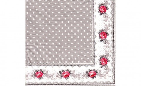 Sophie VIntage Dots 25x25cm papír dekorace květiny růže obrázek decoupage vintage retro ubrousek ubrousky materiál obrázky ubrousková technika eiffelova věž dekorování polep kamelot pařiž 