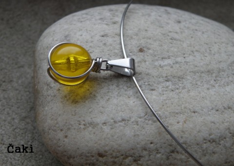Přívěšek-rekonstruovaný jantar přívěšek nerez rekonstruovaný jantar 