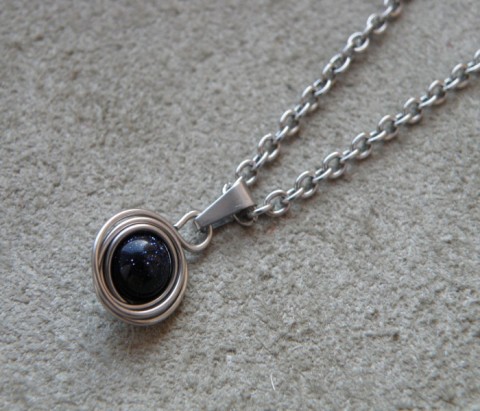 Přívěšek - nerez + modrý avanturin srdce modré nerez průhledné obruč spirálové 