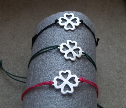 Náramek - NEREZ - čtyřlístek náramek nerez čtyřlístek pes textil 