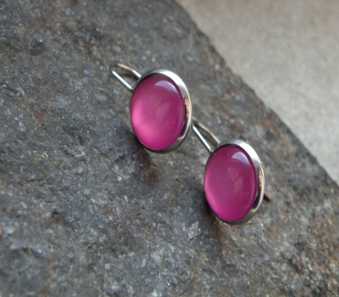 Naušnice - nerezové s pryskyřicí visací červený nerez pryskyřice naušnice 