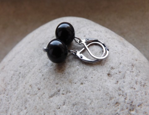 Naušnice - onyxové kuličky nerez onyx naušnice lehoučké 