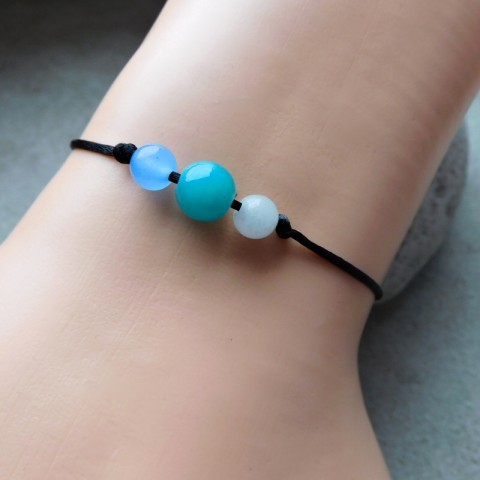 Náramek - polodrahokamy pro štěstí náramek černá jadeit polodrahokamy saténová stužka 