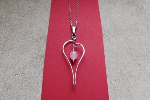 Přívěšek - růženinové srdíčko srdce růženín nerezový řetízek 