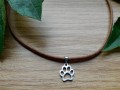 Náhrdelnk - nerez, kůže, tlapka