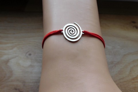Náramek - Spirálkový - NEREZ náramek spirála červený kabbalah 