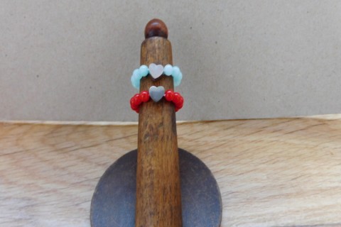 Prstýnky - 2 druhy prsten srdíčko nerez polodrahokamy 